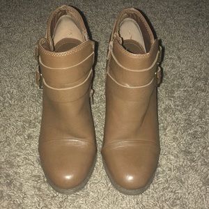 Tan leather booties